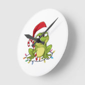Funny Santa Frog Christmas Shirt - Cute Frog with  Ronde Klok (Hoek)