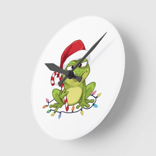 Funny Santa Frog Christmas Shirt - Cute Frog with  Ronde Klok (Hoek)