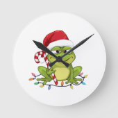 Funny Santa Frog Christmas Shirt - Cute Frog with  Ronde Klok (Voorkant)