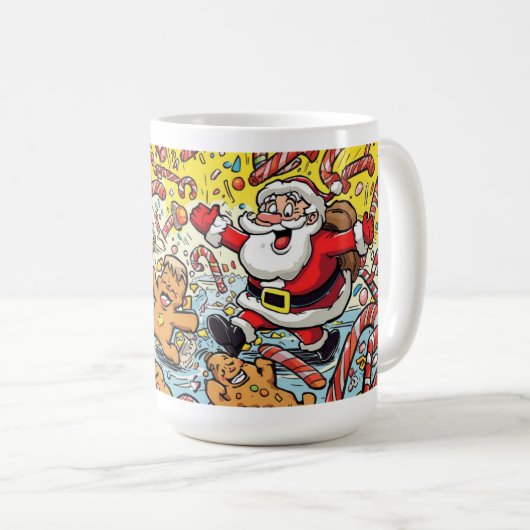Funny Santa & Gingerbread Christmas Mug Koffiemok (Voorkant rechts)