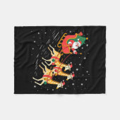 Funny Santa Giraffe Sleigh Flying Christmas Night  Fleece Deken (Voorkant (Horizontaal))