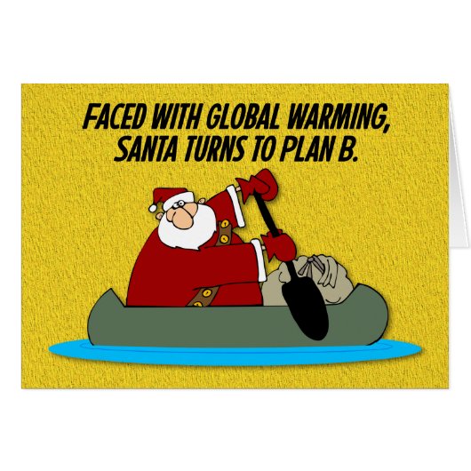 Funny Santa Global Warming-kerstKaart (Voorkant Horizontaal)