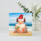 Funny Santa Gnome in een Beer Santa Hat op het str Feestdagenkaart (Staand voorkant)