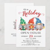 Funny Santa Gnomes kerst Holiday Open House Kaart (Voorkant / Achterkant)