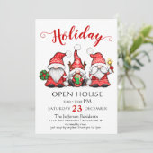 Funny Santa Gnomes kerst Holiday Open House Kaart (Staand voorkant)