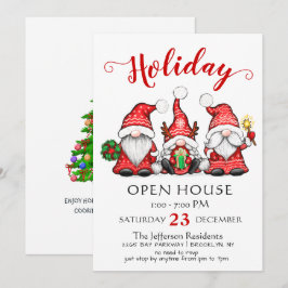 Funny Santa Gnomes kerst Holiday Open House Kaart