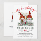 Funny Santa Gnomes kerst Holiday Open House Kaart (Voorkant / Achterkant)