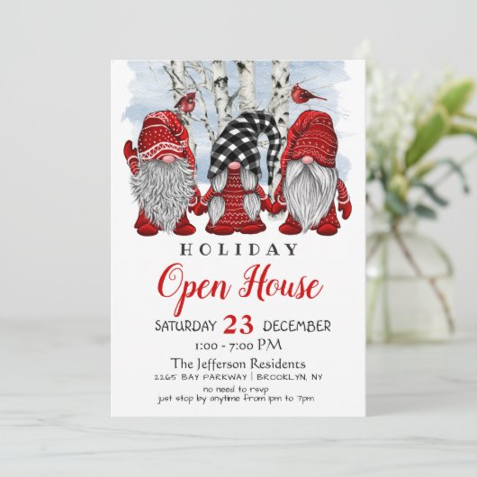 Funny Santa Gnomes kerst Holiday Open House Kaart (Staand voorkant)