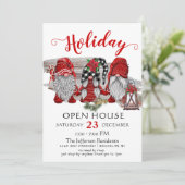 Funny Santa Gnomes kerst Holiday Open House Kaart (Staand voorkant)
