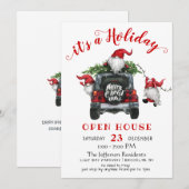 Funny Santa Gnomes kerst Holiday Open House Kaart (Voorkant / Achterkant)