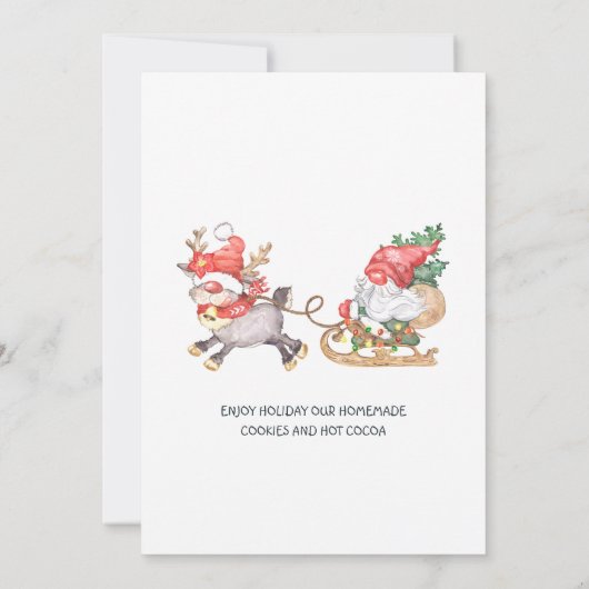 Funny Santa Gnomes kerst Holiday Open House Kaart (Achterkant)