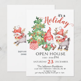 Funny Santa Gnomes kerst Holiday Open House Kaart