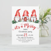 Funny Santa Gnomes Merry kerst Little Party in Kaart (Staand voorkant)