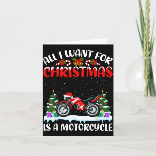 Funny Santa Hat All I Want For Christmas Is A Moto Kaart (Voorkant)