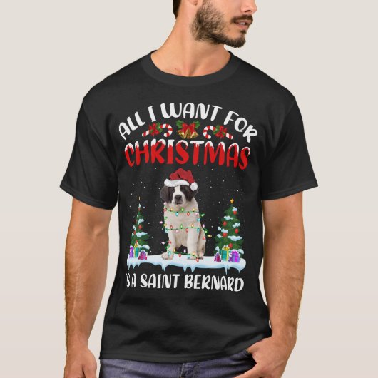 Funny Santa Hat All I Want For Christmas Is A Sain T-shirt (Voorkant)