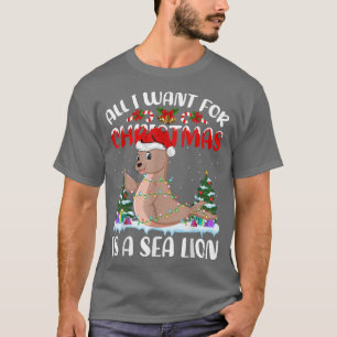 Funny Santa Hat All I Want For Christmas Is A Sea T-shirt