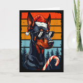 Funny Santa Hat Christmas Dobie Doberman Nscher Kaart (Voorkant)