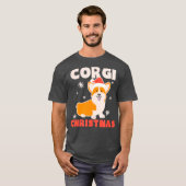 Funny Santa Hat Design Corgi Kerstmis T-shirt (Voorkant volledig)