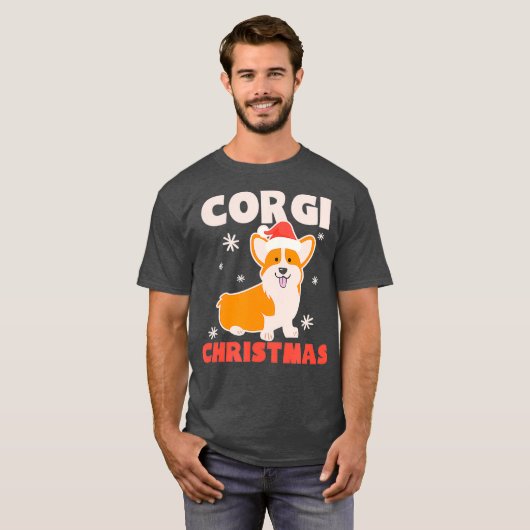 Funny Santa Hat Design Corgi Kerstmis T-shirt (Voorkant volledig)