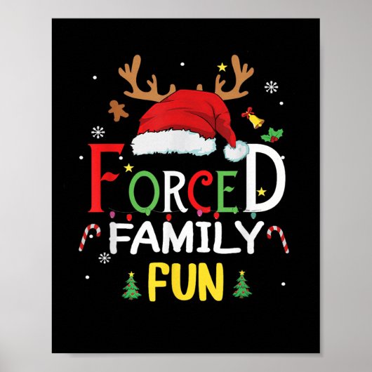 Funny Santa Hat Forced Family Fun Sarcastic Christ Poster (Voorkant)