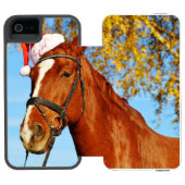 Funny Santa Hat Horse Christmas Incipio iPhone Portemonnee Hoesje (Agenda Open)