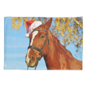 Funny Santa Hat Horse Kerstmis Kussensloop (Achterkant)
