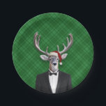Funny Santa Hat Kerstmis Deer Green Pset Papieren Bordje<br><div class="desc">Grappig formaal kerstfeest met de groene spelbreker. Met een felrode kersthoed zal deze bizarre buck een mooie aanvulling zijn op elke feestdag.</div>