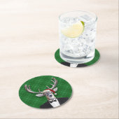 Funny Santa Hat Kerstmis Deer Green Pset Ronde Kartonnen Onderzetter (Insitu)