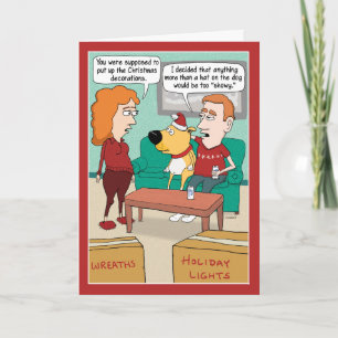 Funny Santa Hat op Dog-kerstkaart Feestdagen Kaart