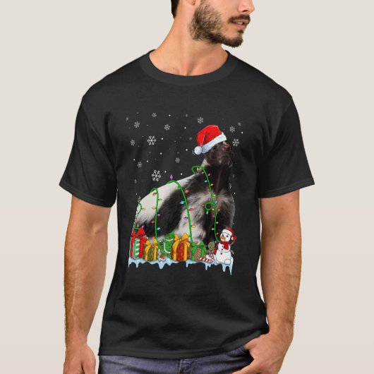 Funny Santa Hat Skunk kerstlamivee Lov T-shirt (Voorkant)