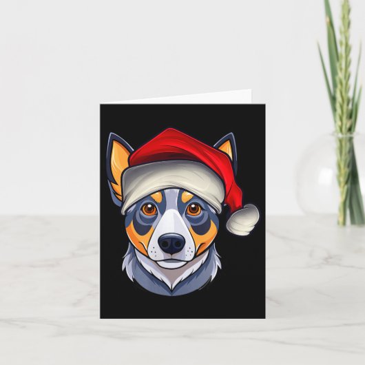 Funny Santa Hat Xmas Pajamas Blue Heeler Dog Chris Kaart (Voorkant)
