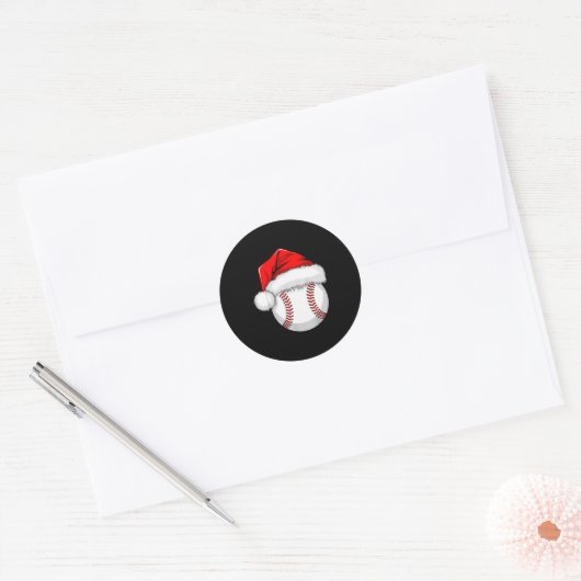 Funny Santa Hat Xmas Srt Lover Christmas Baseball  Ronde Sticker (Envelop)