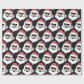 Funny Santa Head met Glansklare moderne mas Cadeaupapier (Vlak)
