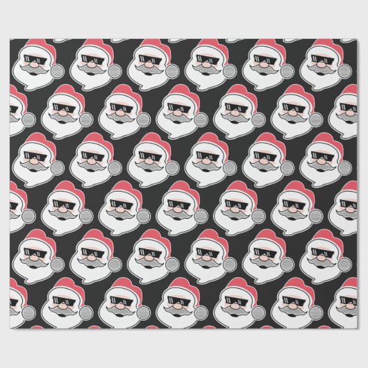 Funny Santa Head met Glansklare moderne mas Cadeaupapier (Vlak)