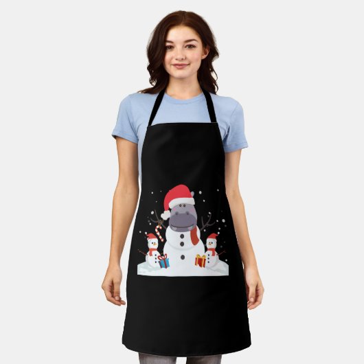 Funny Santa Hippo Kerstmis Snowman Xmas Gift Schort (Gedragen)