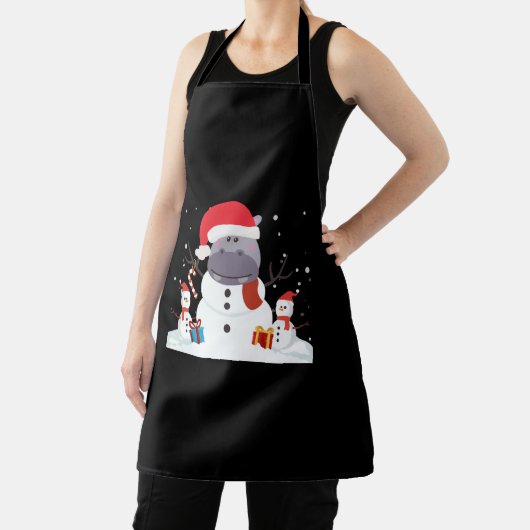 Funny Santa Hippo Kerstmis Snowman Xmas Gift Schort (Insitu)