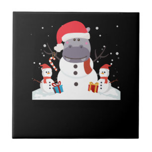 Funny Santa Hippo Kerstmis Snowman Xmas Gift Tegeltje
