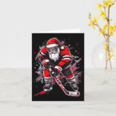 Funny Santa Hockey Christmas Retro Winter Player X Kaart (Gele Bloem)