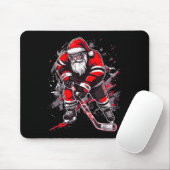 Funny Santa Hockey Christmas Retro Winter Player X Muismat (Met muis)