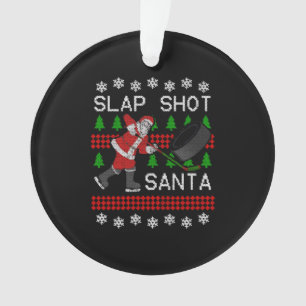 Funny Santa Hockey Puck Ugly Kerstmis Slap Shot S Ornament