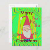 Funny Santa Hohoho Edgy Geometrical Neon Design Feestdagenkaart (Voorkant / Achterkant)