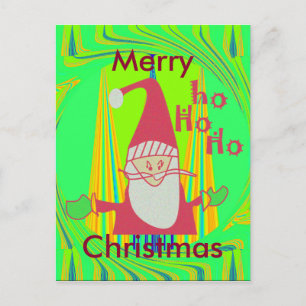 Funny Santa Hohoho Edgy Geometrical Neon Design Feestdagenkaart