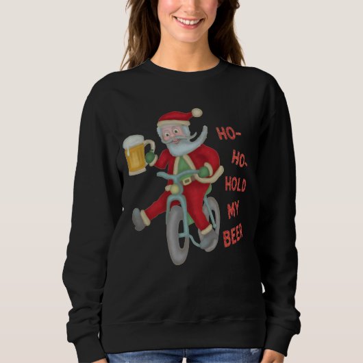 Funny Santa Hold My Beer Ugly KerstSweater Trui (Voorkant)