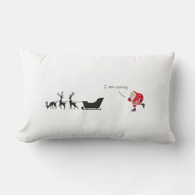 Funny santa 'I am coming' for sleigh Kussen (Voorkant)