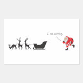 Funny santa 'I am coming' for sleigh Rechthoekige Sticker (Voorkant)