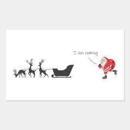 Funny santa 'I am coming' for sleigh Rechthoekige Sticker