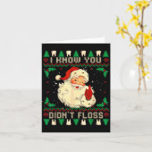 Funny Santa I Know You Didn't Floss Dentist Dental Kaart (Gele Bloem)