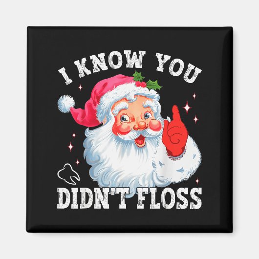Funny Santa I Know You Didn't Floss Dentist Dental Magneet (Voorkant)