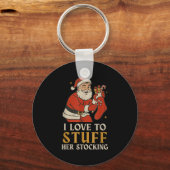 Funny Santa I Love To Stuff Her Stock Jingle His B Sleutelhanger (Voorkant)