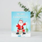 Funny Santa Ice Gevist met poolijs Beer Briefkaart (Staand voorkant)
